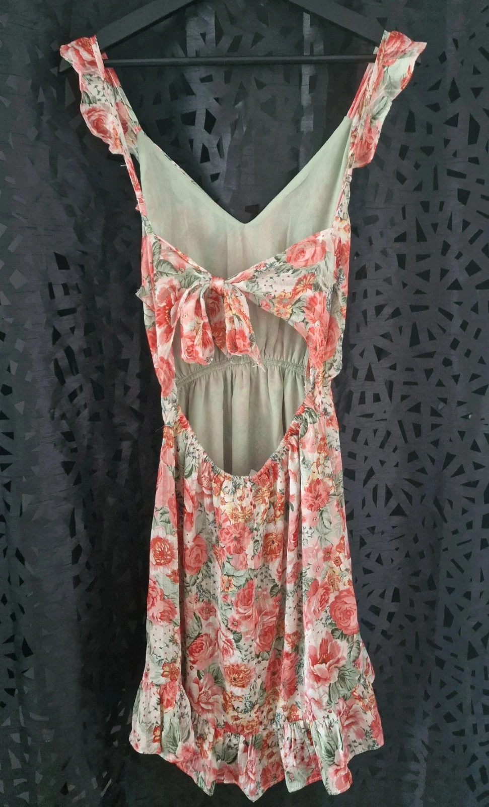 Vestido floral Peace n' Love S/M – Costas abertas – Fios dourados lurex – Nova com etiqueta – photo 12